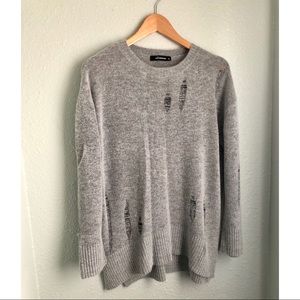 Cozy Destroyed Grey Sweater- Med